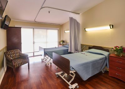 A semi-private room at the La Jolla Nursing and Rehab facility